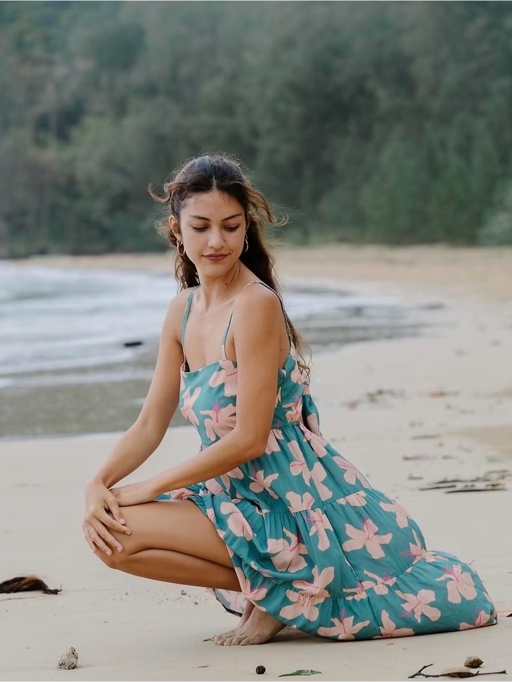 Yireh Coral Dress size S in Teal Koki’o Blossom